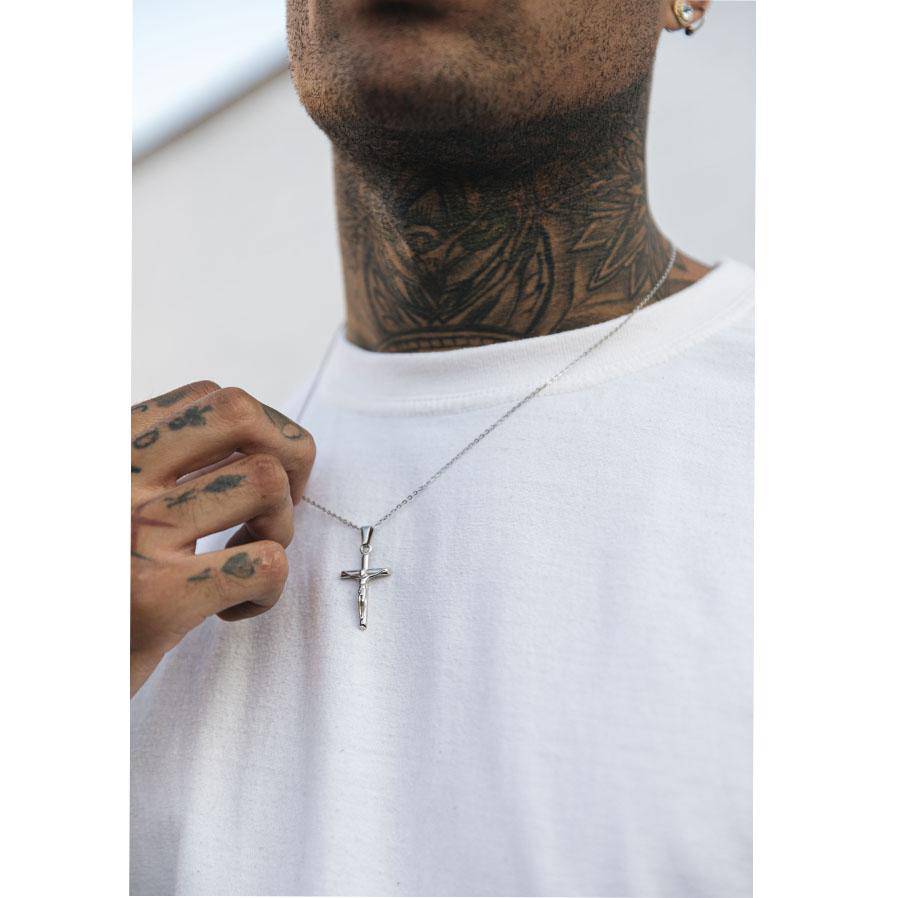 Silver Pendant Necklace - Crucifix - linkedlondon