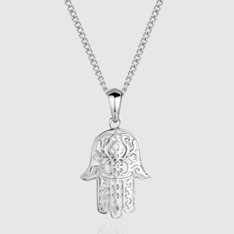 Silver Hamsa Hand Pendant Necklace - linkedlondon