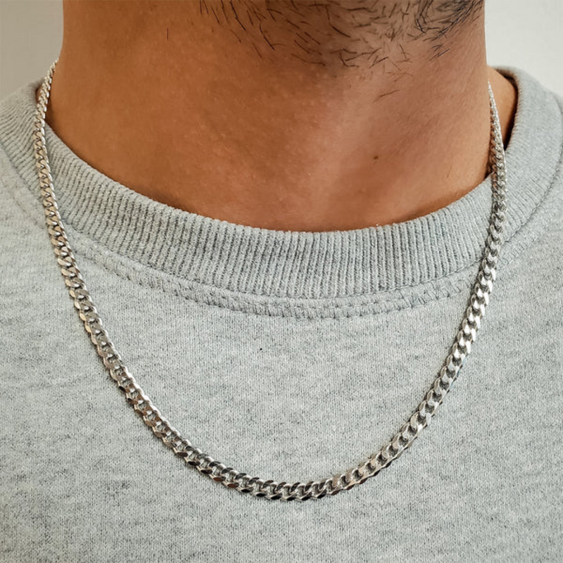 Silver Chain Necklace - Cuban 4mm