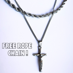 Silver Pendant Necklace - Crucifix (WITH FREE SILVER ROPE CHAIN) - linkedlondon
