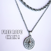 Silver Pendant Necklace - Compass ( WITH FREE ROPE CHAIN 5MM) - linkedlondon