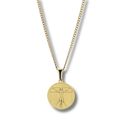 Gold Vitruvian Man Pendant Necklace - linkedlondon