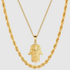 Gold Set - Hamsa and 5mm Rope Chain Necklace - linkedlondon