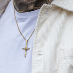 Gold Rose Cross Pendant Necklace - linkedlondon