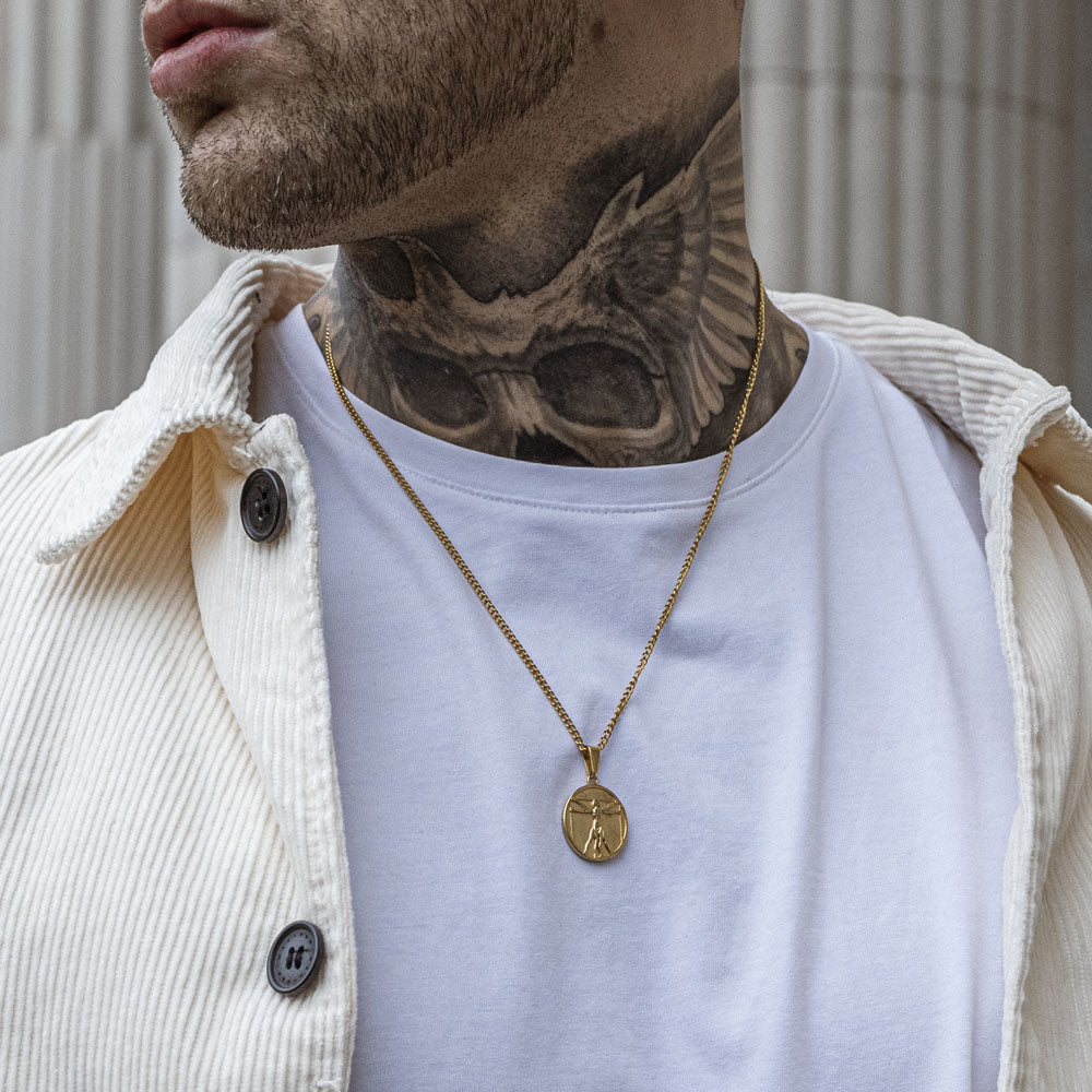 Gold Vitruvian Man Pendant Necklace - linkedlondon