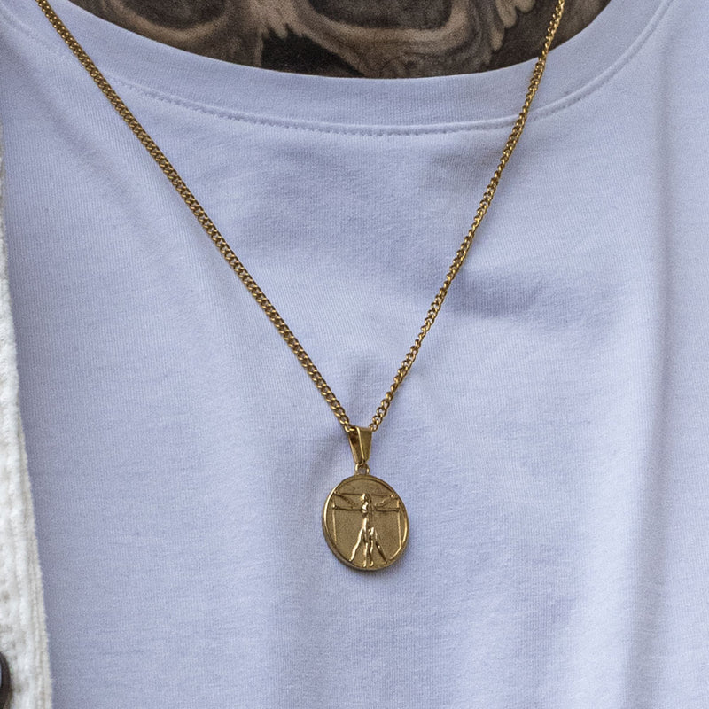 Gold Vitruvian Man Pendant Necklace - linkedlondon