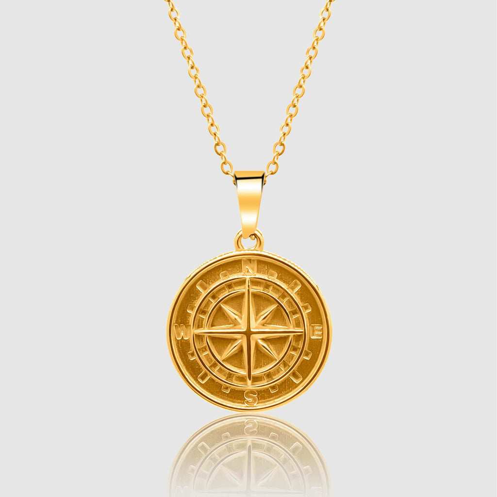 Gold Pendant Necklace - Compass - linkedlondon