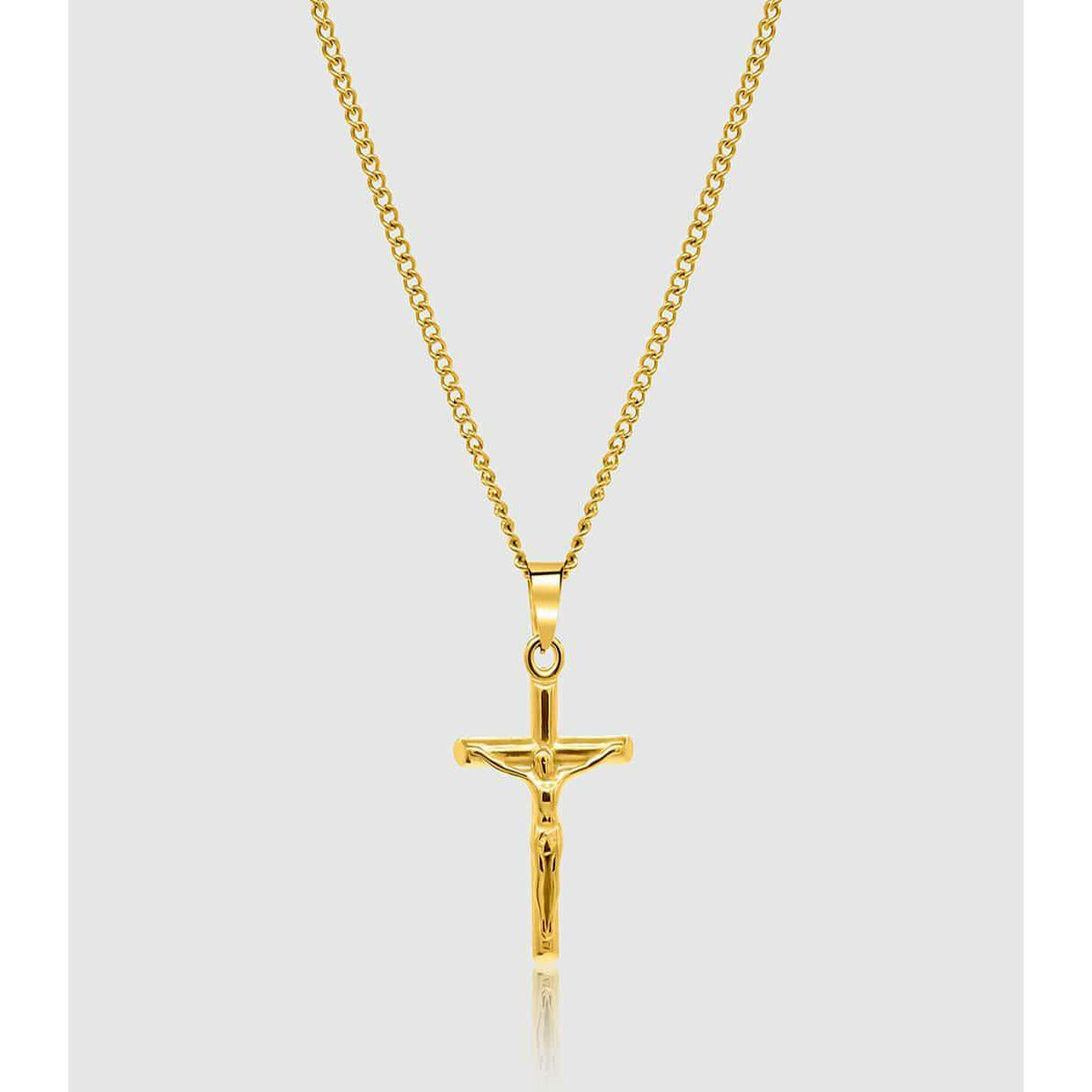 Gold Pendant Necklace - Crucifix - linkedlondon