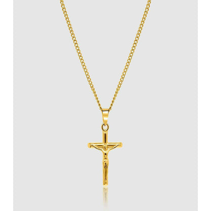 Gold Pendant Necklace - Crucifix - linkedlondon