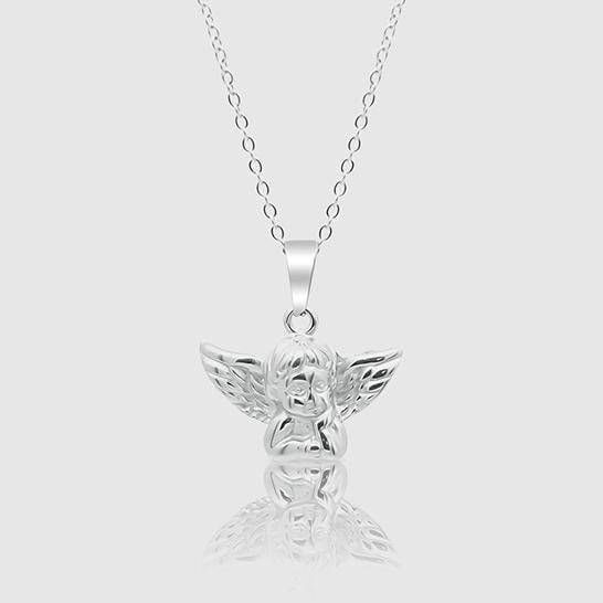 Silver Pendant Necklace - Edens Cherub - linkedlondon