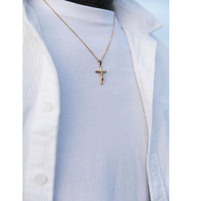 Gold Pendant Necklace - Crucifix - linkedlondon