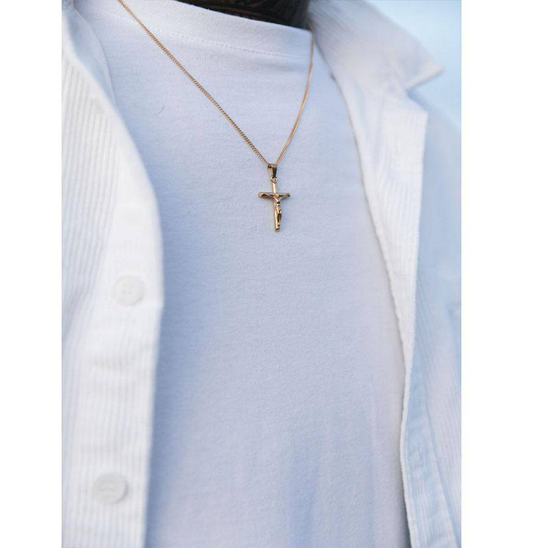Gold Pendant Necklace - Crucifix - linkedlondon