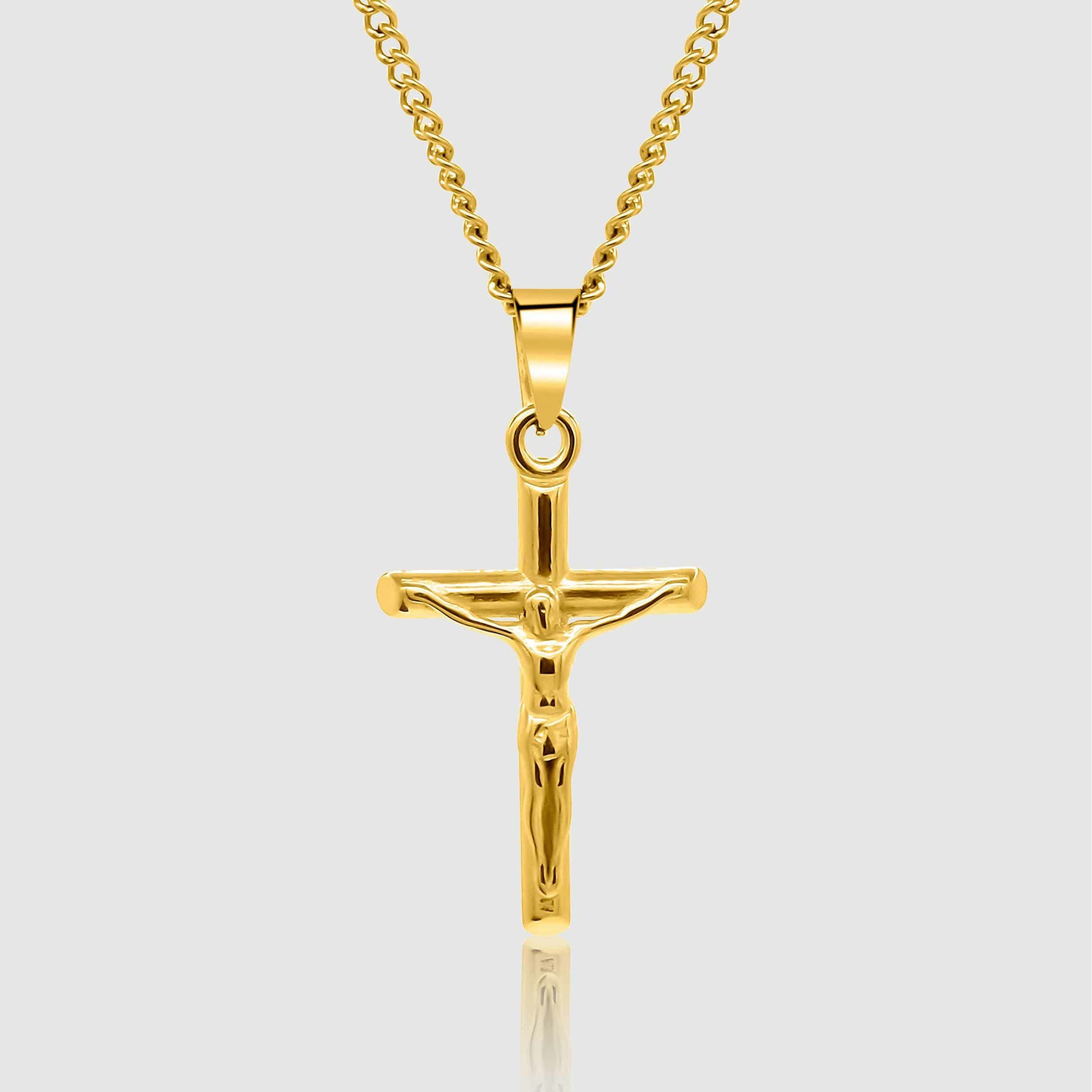 Gold Pendant Necklace - Crucifix - linkedlondon