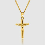 Gold Pendant Necklace - Crucifix - linkedlondon