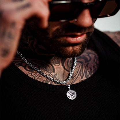 Silver Pendant Necklace - Compass - linkedlondon