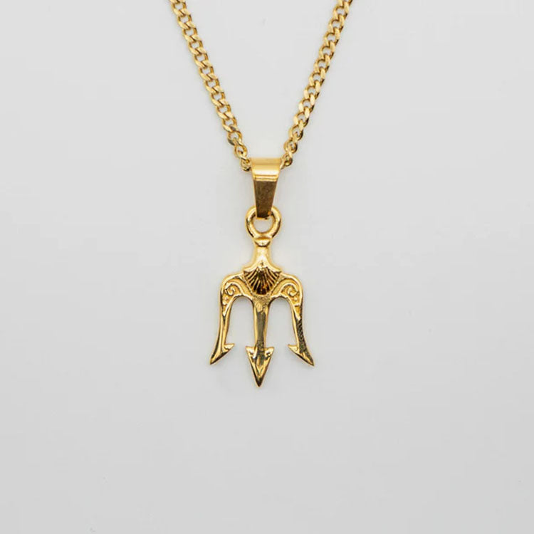 Gold Pendant Necklace - Trident - linkedlondon