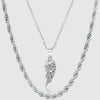 Silver Set - Wing and 5mm Rope Chain Necklace - linkedlondon